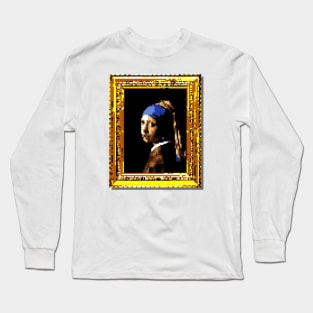 8-Bit Girl with a Pearl Earring Long Sleeve T-Shirt